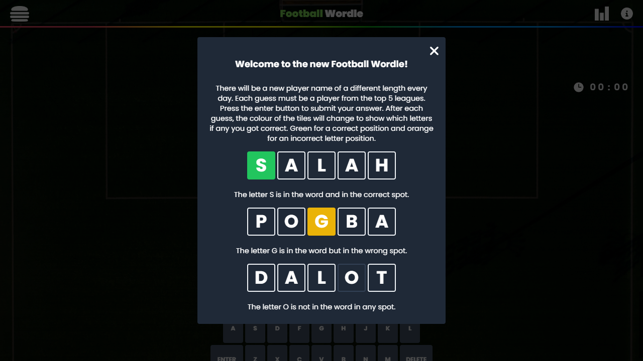 Football Wordle gameplay preview