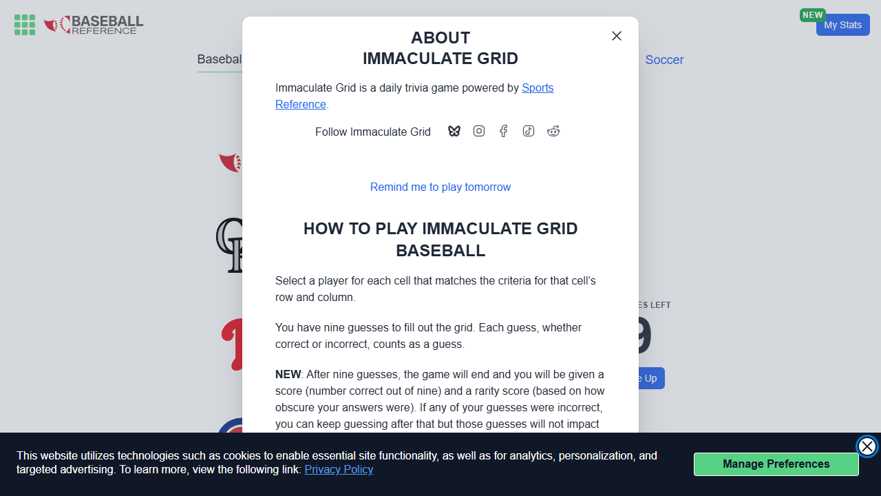 Immaculate Grid gameplay preview