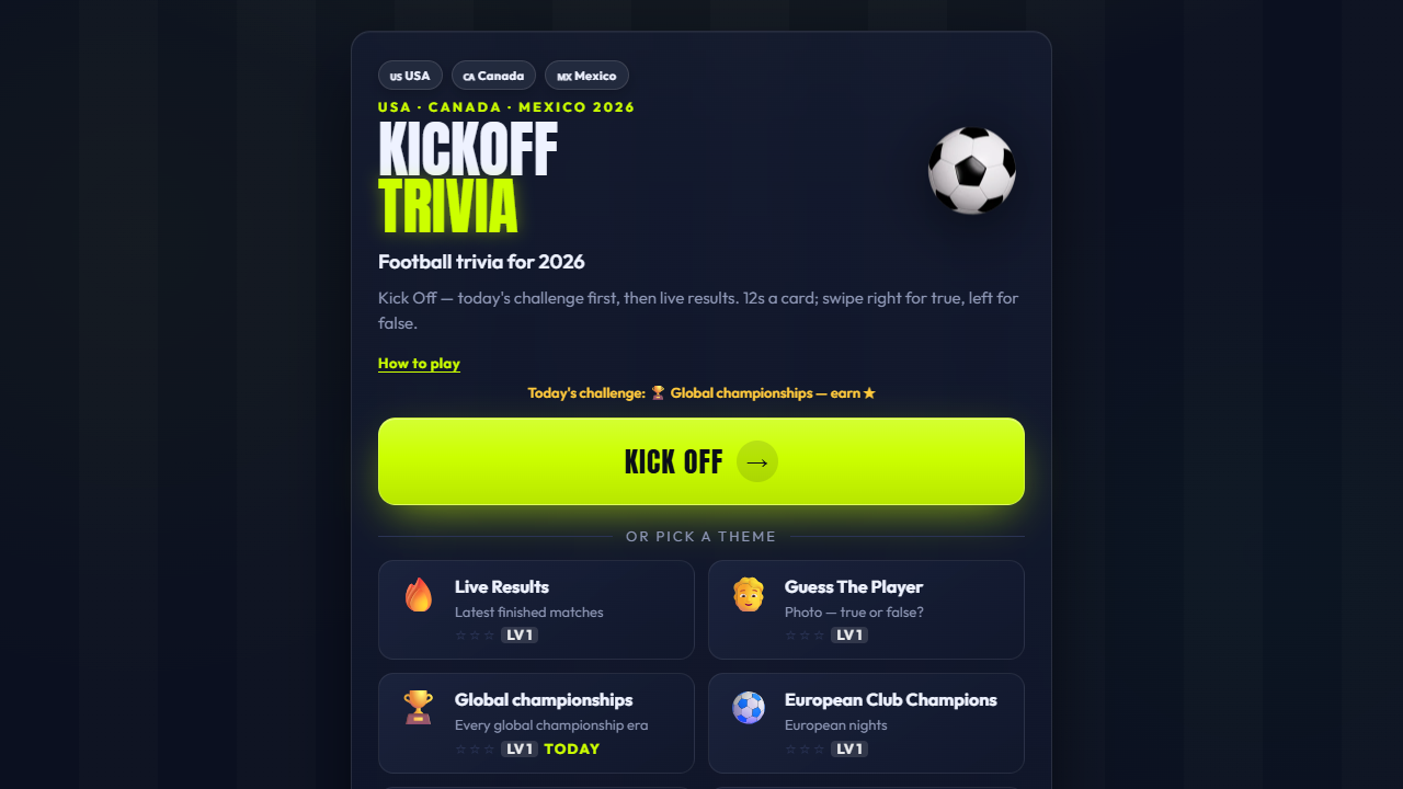 Kickoff Trivia gameplay preview