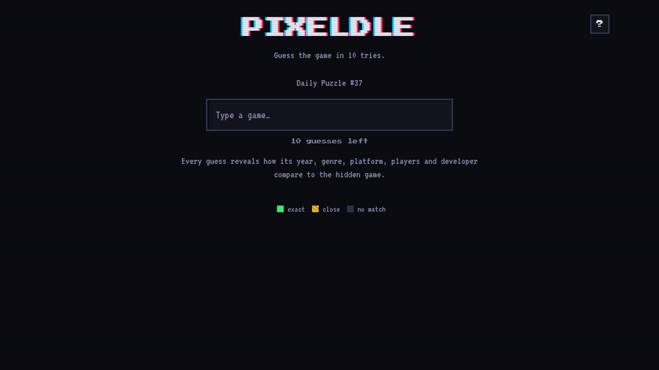 Pixeldle gameplay preview