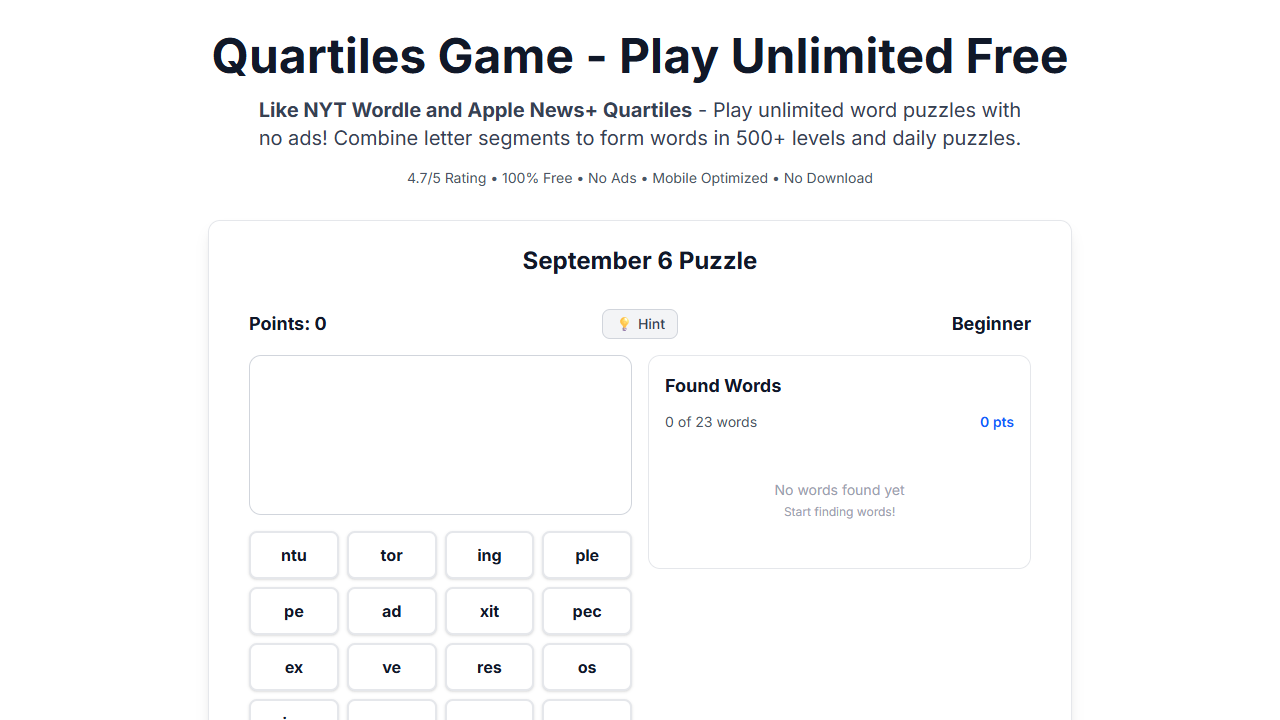 Quartiles Word gameplay preview