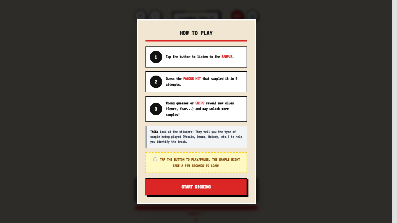 Sampledle gameplay preview