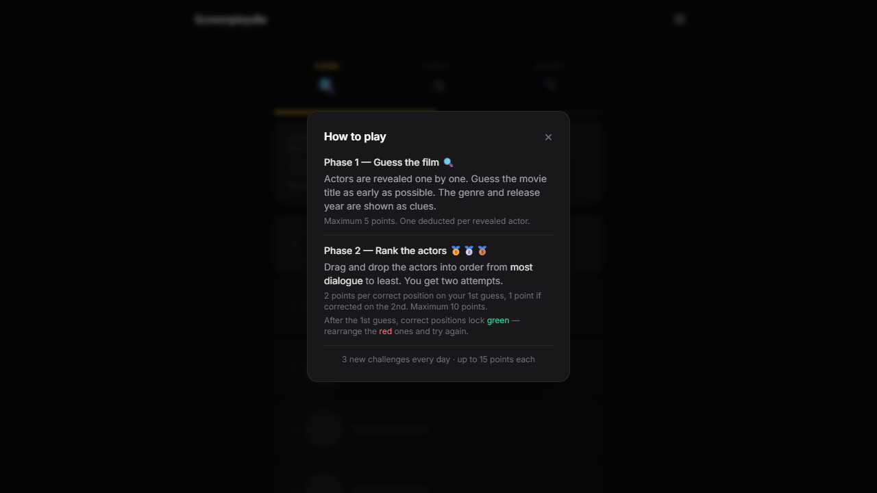 Screenplaydle gameplay preview