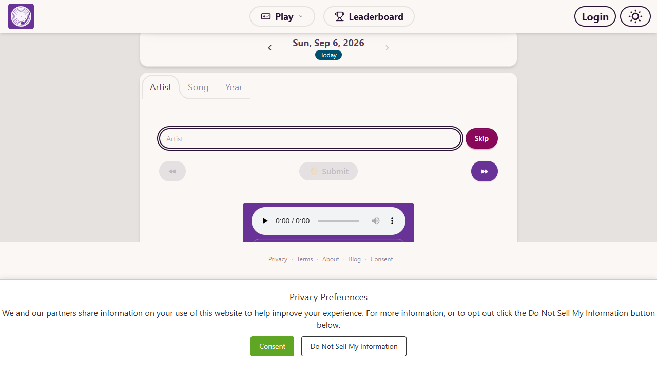 Songdle gameplay preview
