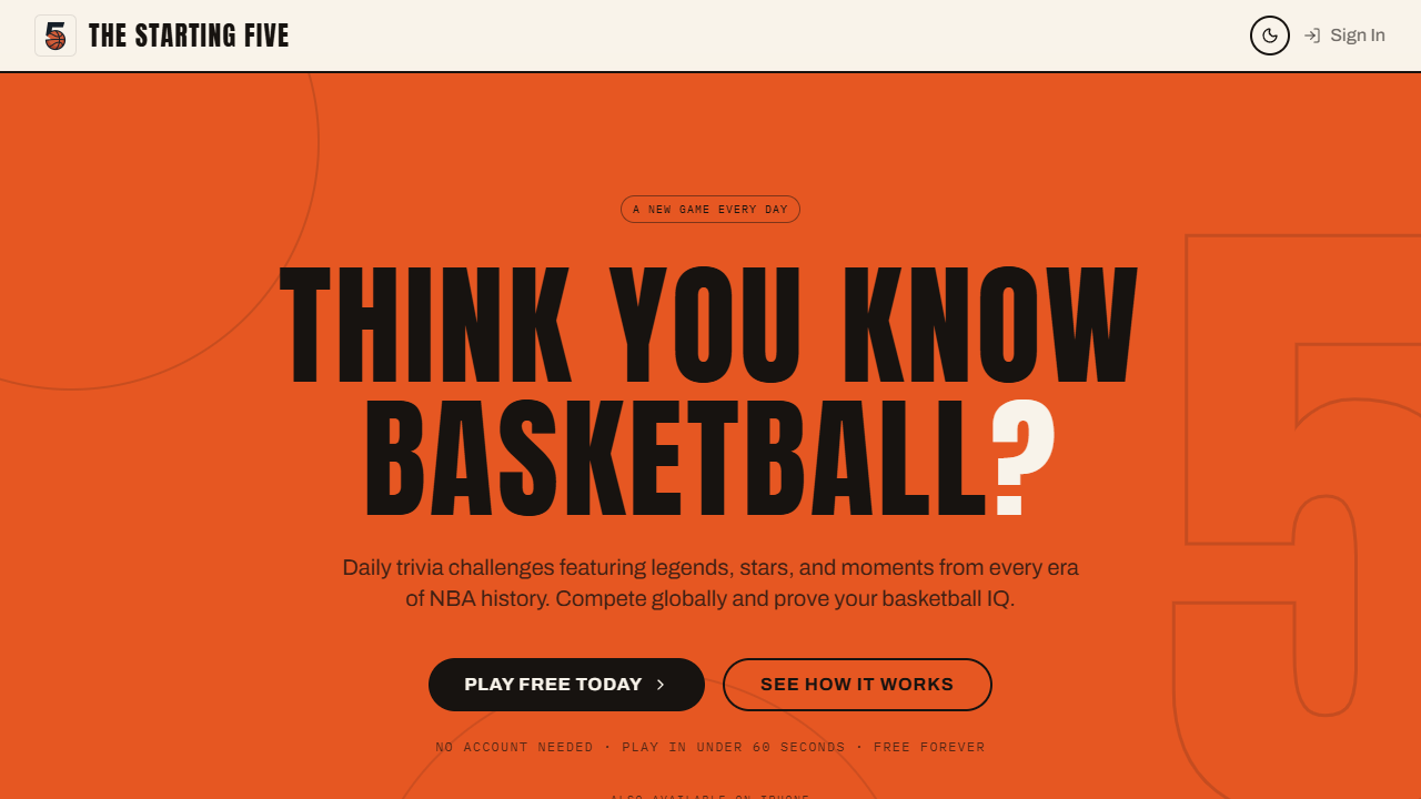 Starting 5 Trivia gameplay preview