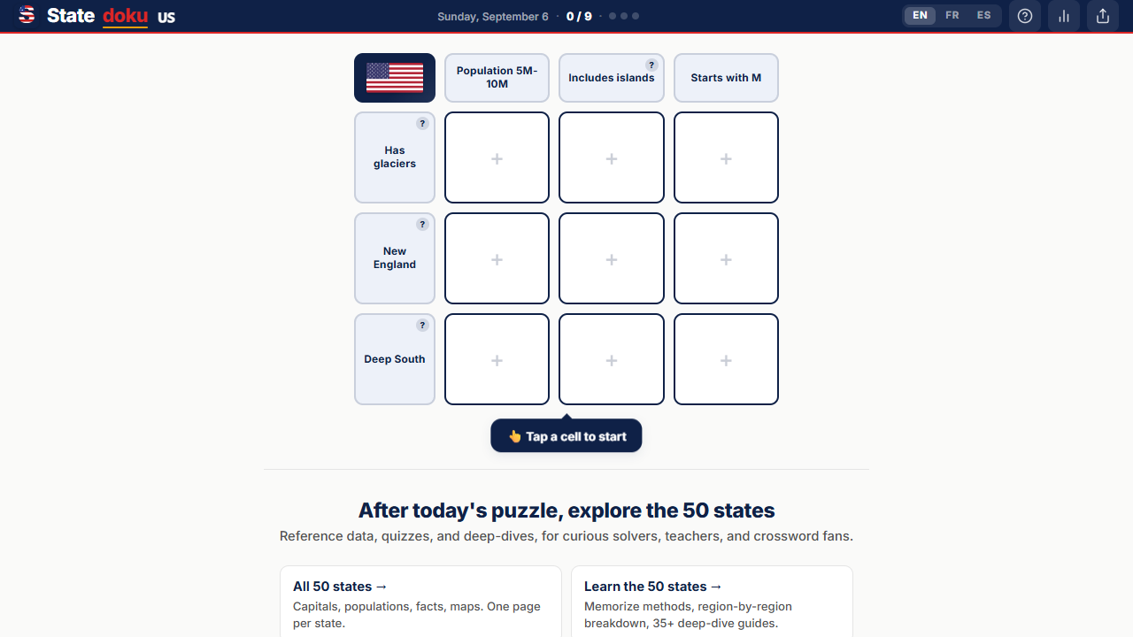 Statedoku gameplay preview