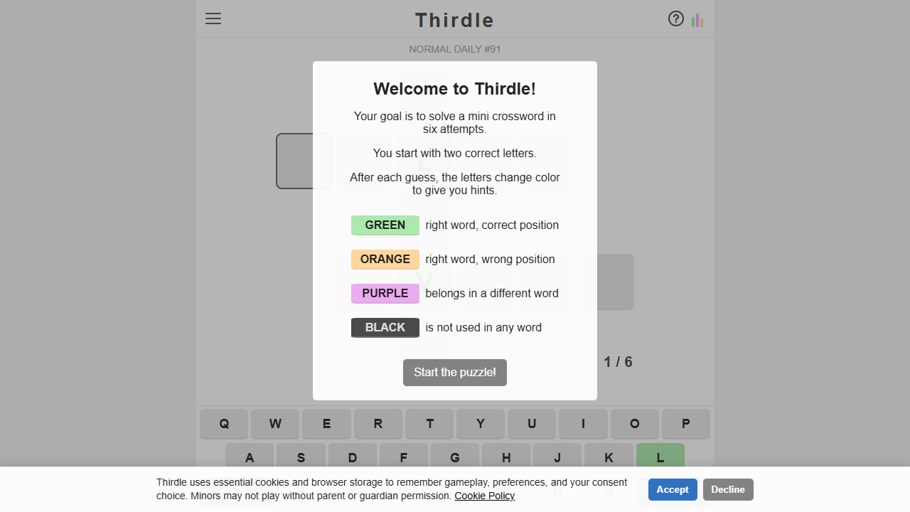 Thirdle gameplay preview