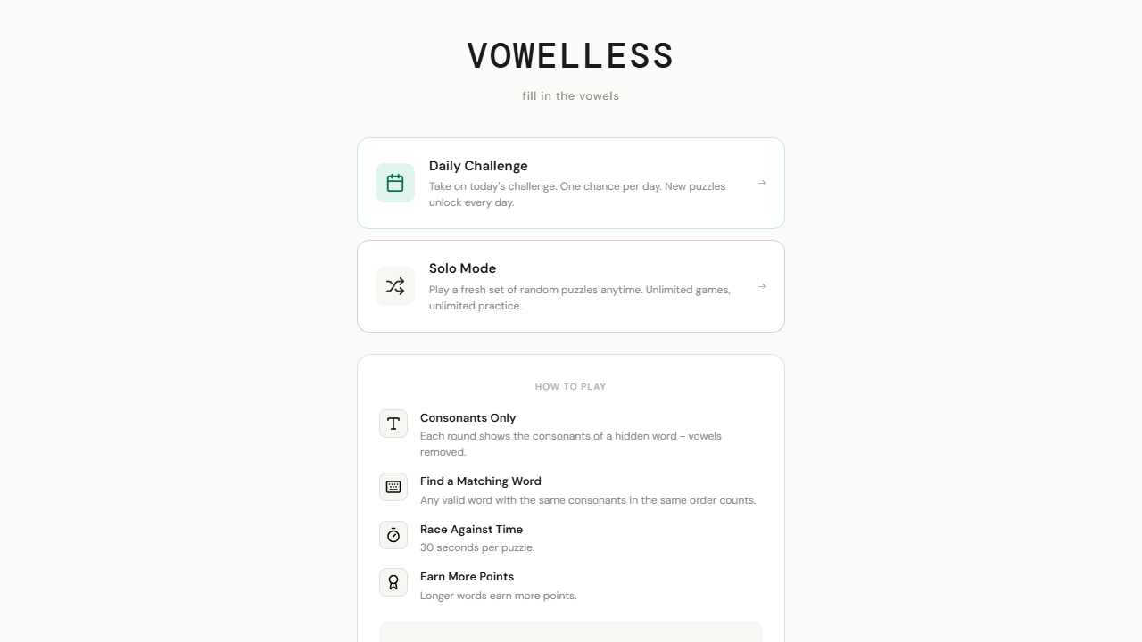 Vowelless gameplay preview